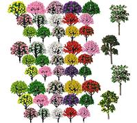 Cayway 49PCS Model Trees 2~3.1 Inch 15 Colors Accessories Model Train Scenery Architecture Trees Fake Trees for Building Model, Model Scenery with No Bases for DIY Crafts