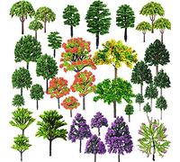 Cayway 53 PCS Miniature Trees Mixed Model Trees, Mixed Colors Trees for Model Train Scenery, Fake Trees for Building Model, Model Scenery with No Bases for DIY Crafts