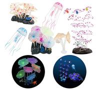 Cayway 6 Pack Aquarium Fish Tank Ornament Glowing Simulation Coral Plant Ornaments Glowing Silicone Aquarium Ornaments Bamboo Lotus for Fish Tank, Aquarium Landscape
