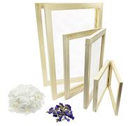 Cayway 6 Pack Dried Flower Paper Craft Set Include 9.8 x 13.3 Inch, 7.5 x 9.8 Inch, 5 x 7 Inch Wooden Paper Making Mold Frames, Dried Flowers for DIY Paper Craft