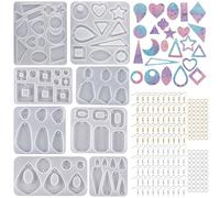 Cayway 8 PCS Earring Resin Moulds Kit Include Earring DIY Casting Mould, Casting Mould with Ear Hook for Resin, Resin Crafts DIY