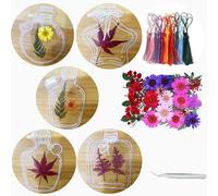 Cayway DIY Transparent Dried Flower Bookmark Set Include Clear Bookmarks Dried Flowers Colorful Tassels and Real Pressed Flowers Dry and Handmade Dried Floral Bookmark for Reader (30PCS)