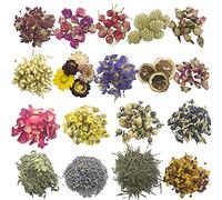 Cayway Dried Flowers, 18 Types Natural Flowers Dried Flower Kit Including Marigold Rose Lily Jasmine Lemon for Soap Candle Resin Jewelry Making, Floral Water Nails Decorations DIY