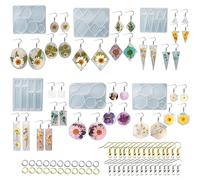 Cayway Earring Resin Moulds Kit, 6 PCS Geometry Shape Earring DIY Casting Mould Set with Ear Hook for Resin, Earring Resin Crafts DIY