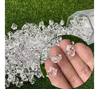 Cayway Fake Ice Crystal Rocks Fakes Ice Cubes, 14mm Doll House Ice Cubes for Dollhouse Cups Sprinkle Decorations, Clear Plastic Ice Cubes for Dollhouse Kitchen Food Accessories