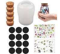 Cayway Jars Resin Moulds Resin Silicone Jar Moulds with 5 PCS Wooden Stoppers, 2 PCS Fill Material and Label Sticker, Resin Bottle Silicone Moulds for Storage, Candy Container