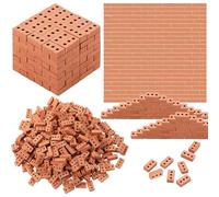 Cayway Mini Bricks for Landscaping, Crafts, Dollhouse, and Garden Accessories - 120 PCS Tiny Realistic Fake Blocks (3 Holes Red)
