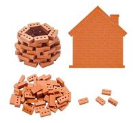 Cayway Mini Bricks Tiny Bricks, Miniature Brick for Landscaping, Mini Wall for Mini Garden Accessories (240 PCS Rectangle, Red with Holes)