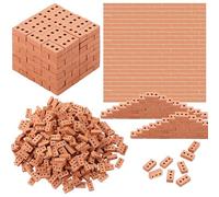 Cayway Mini Bricks Tiny Bricks, Miniature Brick for Landscaping, Mini Wall for Mini Garden Accessories (480 PCS Rectangle, Red with Holes)