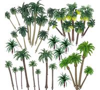 Cayway Pack of 34 Model Building Trees Miniature Palm Tree Plastic, 4.2 ~ 17 cm Mini Palm Tree Coconut Plastic for DIY Landscape Garden Decoration, Model Landscape