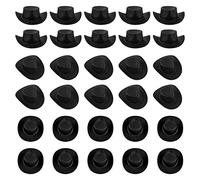 Cayway Plastic Mini Hats, 30 PCS Black Miniature Cute Hat Plastic Cute Doll Hats for Doll Dress Up, Dollhouse Decoration, Party Accessories, Cake Topper and Pretend Play Dollhouse
