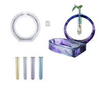Cayway Resin Mould for Plant Propagation Station, Oval Vase Mould Vase Silicone Moulds for Resin Casting with 4 PCS Acrylic Test Tubes for Hydroponic Plants, Home Office Decor