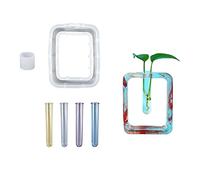 Cayway Resin Mould for Plant Propagation Station, Rectangle Vase Mould Vase Silicone Moulds for Resin Casting with 4 PCS Acrylic Test Tubes for Hydroponic Plants, Home Office Decor