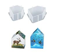 Cayway Silicone Large Resin Molds for Flowers, 2 Size House Resin Mould 3D Epoxy Resin Molds Silicone Molds for Resin Casting for Flowers Preservation, DIY Wedding Gift, Home Decors (Style 1)