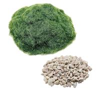 Cayway Static Grass Powder, Mixed Model Grass with Miniatures Model Stone for Scenery Basing Material Kit, Micro Landscape Decor, Dark Green