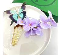 Cayyoomm Hairpin with Blue Butterfly and Purple Orchid Hanfu hairpin Chinese ancient hairpin headwear classical hair pin Han element (Butterfly Orchid)