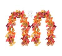 CaYYYZC Fall garland 2 Pack Artificial Autumn Fall Maple Leaf Garlands,5.8Ft/Piece Hanging Vine Artificial Autumn Foliage Gar land With Four Adhesive Back Hooks for Indoor Outdoor Home Halloween Decor