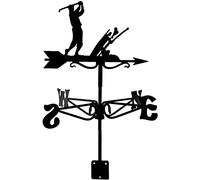 CAZARU Garden Stakes Wind Vane Roof Mount Golfers Weather Vanes Metal Weathervane Wind Direction Indicator Creative Stainless Steel Home Decor