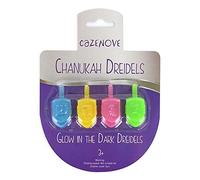 Cazenove Glow in The Dark Hanukkah Dreidels - 4 Pack for Chanukah. Super Quality Deluxe Plastic