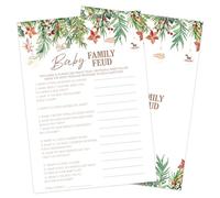 Cazhes Baby Shower Games for Boys Girl, 30 Christmas Baby Family Feud Game Cards, Xmas Winter Holiday Gender Reveal Party Decorations Supplies Favors - I08