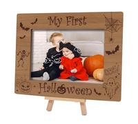 Cazhes Halloween Picture Frames, My 1st Halloween Wooden 4x6 Photo Frame with Easel, Kids Halloween Gifts for Home Office Tabletop Display Decorations - G12