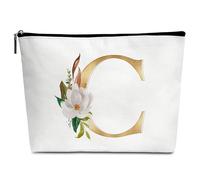 Cazhes Initial A-Z Makeup Bag - E01-E26, Floral, Letter C