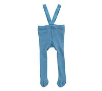 Caziffer Baby and Toddler Girl Suspender Tights Pantyhose,Solid Rib Knit Leggings Bib Overall Pants,High Waist Footed Tights (Blue, 1-2 Years)