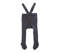 Caziffer Baby and Toddler Girl Suspender Tights Pantyhose,Solid Rib Knit Leggings Bib Overall Pants,High Waist Footed Tights (Dark Grey, 2-3 Years)