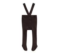 Caziffer Baby and Toddler Girl Suspender Tights Pantyhose,Solid Rib Knit Leggings Bib Overall Pants,High Waist Footed Tights (Brown, 0-12 Months)