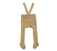 Caziffer Baby and Toddler Girl Suspender Tights Pantyhose,Solid Rib Knit Leggings Bib Overall Pants,High Waist Footed Tights (Coffee, 0-12 Months)