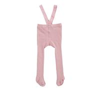 Caziffer Baby and Toddler Girl Suspender Tights Pantyhose,Solid Rib Knit Leggings Bib Overall Pants,High Waist Footed Tights (Pink, 1-2 Years)