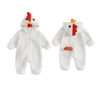 Caziffer Baby Animal Costume Infant Fleece Pyjamas Romper Long Sleeve Hooded Flannel Jumpsuit Chicken Rooster Koala Cow Penguin Photoshot Outfit