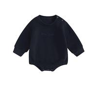 Caziffer Baby Boy Girls Oversized Sweatshirt Romper Little Dude Long Sleeve Bubble Thick Onesie Fall Winter Warm Clothes (Little Dude Black, 0-3 Months)