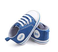 Caziffer Baby Girls Boys Canvas Shoes Soft Sole First Walkers Sneaker Infant Lace-up Soft Sole Anti-Slip Flat Shoes (Blue, 0_Months-6_Months)
