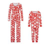 Caziffer Mommy and Me Valentine's Day Pajamas Set Sweet Heart Print Matching Valentine Pjs for Mother Daughter Jammies (Little Girls, Red, 11-12 Years)