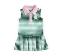 Caziffer Toddler Girl Tank Dress Golf Tennis Turn Down Collared Sundress Sleeveless A-line Ruffle Button Neck Polo Dress Sport Exercise Summer Clothes