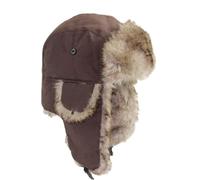 Caziffer Unisex Winter Fluffy Russian Ushanka Trapper Hat Weatherproof Nylon Faux Fur Lined Earflap Suede Bomber Trooper Aviator Hat (Coffee, ONE Size)