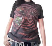 Caziffer Y2K Fairy Grunge Graphic T-Shirts Women Short Sleeve Gothic Baggy Shirts Punk Dark Aesthetic Top Emo Clothes (O Red, L)