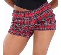 Caziffer Y2K Ruffle Bloomer Shorts for Women Low Rise Frilly Boxer Shorts Gingham Plaid Leopard Tunnel Lolita Shorts (Black Red, S)