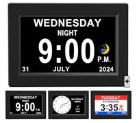 CAZOKASI 8inch Extra Large Impaired Vision Digital Alarm Clock with Day and Time for Elderly Calendar Clock Auto Dimmable Clock