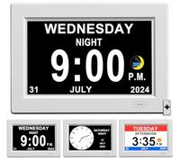 CAZOKASI Extra Large Impaired Vision Digital Alarm Clock with Day and Time for Elderly Calendar Clock Auto Dimmable Clock (8inch White)