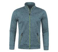 CAZOY Mens Lightweight Full Zipper Coat Jacket Open Front Stand Collar Cardigan Sweater Jumper with Pockets Men Long Sleeve Zip Up Sweatshirt Pullover Tops for Gym Fitness Denim Blue UK Size 10