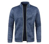 CAZOY Mens Lightweight Full Zipper Coat Jacket Open Front Stand Collar Cardigan Sweater Jumper with Pockets Men Long Sleeve Zip Up Sweatshirt Pullover Tops for Gym Fitness Navy UK Size 20
