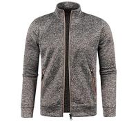 CAZOY Mens Lightweight Full Zipper Coat Jacket Open Front Stand Collar Cardigan Sweater Jumper with Pockets Men Long Sleeve Zip Up Sweatshirt Pullover Tops for Gym Fitness Coffee UK Size 14