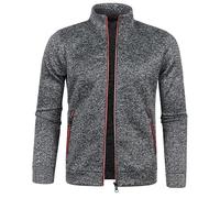 CAZOY Mens Lightweight Full Zipper Coat Jacket Open Front Stand Collar Cardigan Sweater Jumper with Pockets Men Long Sleeve Zip Up Sweatshirt Pullover Tops for Gym Fitness Dark Grey UK Size 16