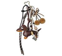 CAZOYIN Leather Bag Charms Designer Dachshund Horse Purse Charm Bow Camera Rope Keychains Y2k Backpack Handbag Accessories, Brown/Black, One Size