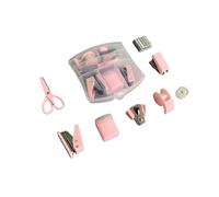 Cazqgoy 8 Piece Office Supplies Kit, Cute Desk Accessory Set, School Stapler Set， Mini Office Supply Kit Portable Case with Scissors(Pink)