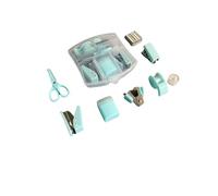 Cazqgoy 8 Piece Office Supplies Kit, Cute Desk Accessory Set, School Stapler Set， Mini Office Supply Kit Portable Case with Scissors (Blue)