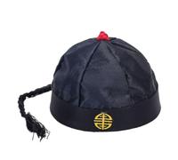 Cazqgoy Chinese Imperial Hat, Chinese Antique Prince Hat, Mandarin Hat with Braid, Chinese Oriental Hat, Chinese Emperor Hat (Black)