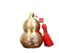 Cazqgoy Feng Shui Chinese Brass Wu Lou Gourd,Statue Home Decoration Ornaments, Brass Good Luck Wu Lou, Gourd Feng Shui Luck and Treasure(8.8cm)